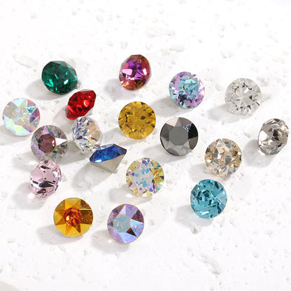 Multi-Faceted Round Pointed Bottom Diamond Rhinestones - Nail Art Clothing Accessories