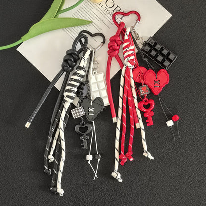 Creative Acrylic Love Braided Rope Women's Bag Keychain Pendant Student School Bag Keychain Pendant Gift
