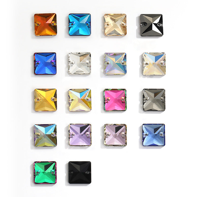 K9 Square Flat Sewn Diamond - Scratch-Resistant Shoe Accessories Luggage Clothing Flat Buckle Crystal Double Hole Rhinestones