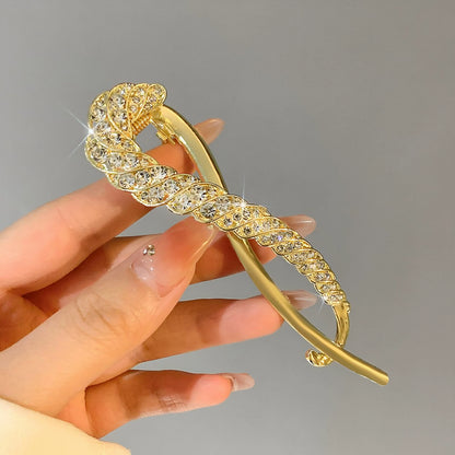 Large size with a sophisticated feel, fully diamond-filled metallic temperament, light luxury twist twist pin, figure-eight hair updo, exquisite headpiece hair accessory for women