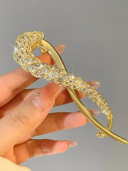 Large size with a sophisticated feel, fully diamond-filled metallic temperament, light luxury twist twist pin, figure-eight hair updo, exquisite headpiece hair accessory for women