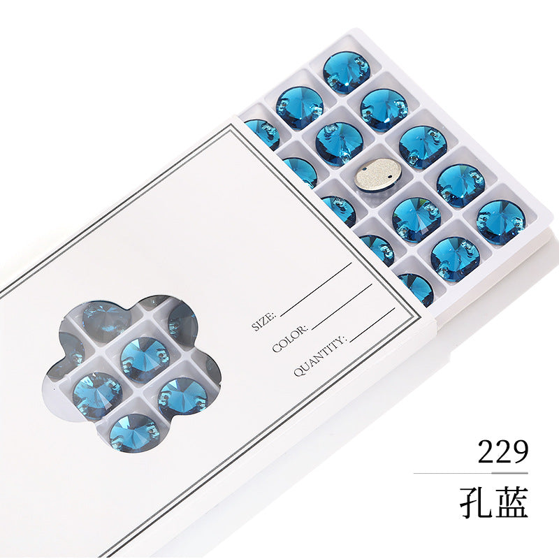 Flat Bottom Hand-Sewn Diamond K9 Satellite Round Flat Buckle Double Hole Punched Hand-Sewn Diamond Wedding Dress Apparel Accessories Super Flash Satellite