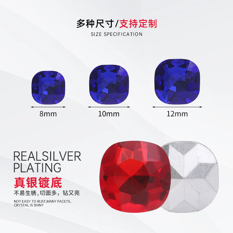 Fat square pointed sole special-shaped diamond earrings, nail art diamond accessories, shoes, bags, clothing, crystal accessories, pointed sole fat square diamonds