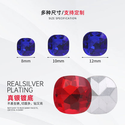 Fat square pointed sole special-shaped diamond earrings, nail art diamond accessories, shoes, bags, clothing, crystal accessories, pointed sole fat square diamonds