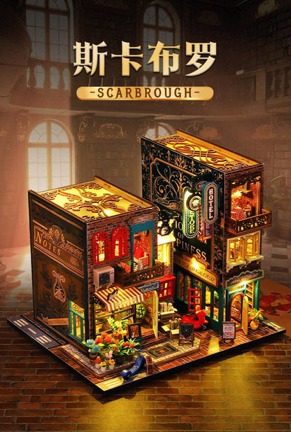 Jiate DIY Cottage Scarborough 3D Stereoscopic Handmade Assembly with Light Book Standing Model Exquisite Ornaments Gift Female