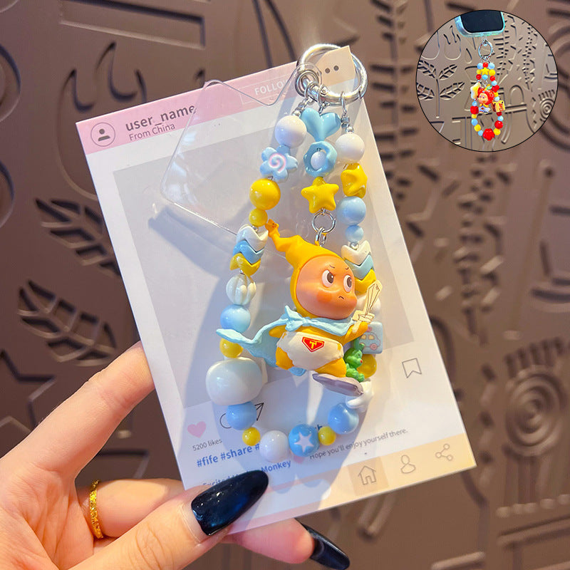DIY small-nosed star man beaded phone chain pendant, women's bag, doll key chain, small drop doll charm