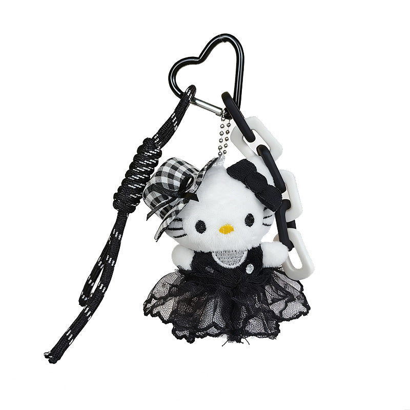 Creative miu plush kitty cat keychain bag pendant cute couple DIY doll keychain pendant