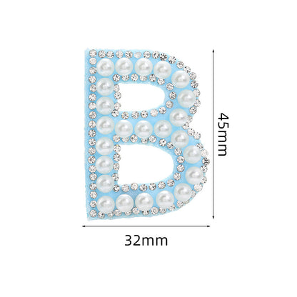Hot Heat Patch Stickers with 26 English Letters Stickers DIY Accessories Clothing and Hat Accessories Blue Non-Woven Fabric Stickers