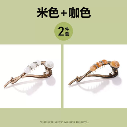 High-end and elegant beaded twisted clip, rhinestone hair clip for women, no poking at the back of the head, updo claw clip, versatile flat-head clip