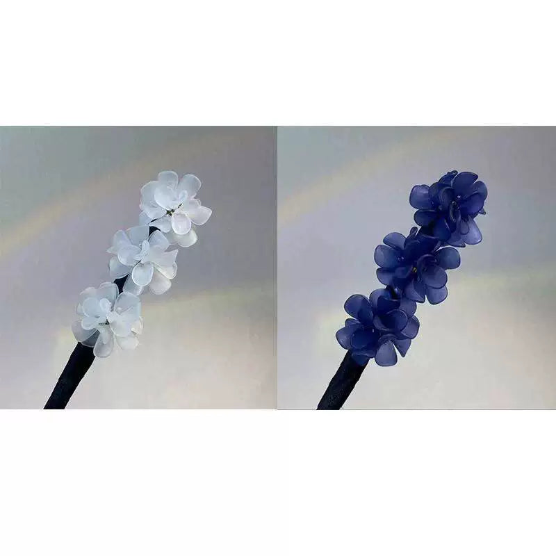 Floral hair wand bun updo tool, lazy minimalist flower bud headpiece, acrylic upgraded hydrangea hair accessory