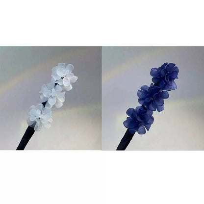 Floral hair wand bun updo tool, lazy minimalist flower bud headpiece, acrylic upgraded hydrangea hair accessory