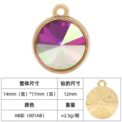 12mm satellite single hanging glass diamond single-hole alloy pendant inlaid with round crystal diamond earrings jewelry DIY accessories