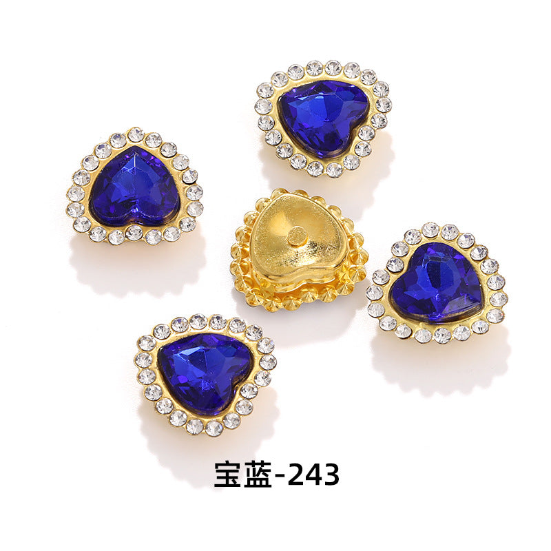 Factory wholesale Peach Heart Sunflower double-layer heart-shaped glass hand-sewn diamond DIY shoes and bags, clothing accessories, accessories