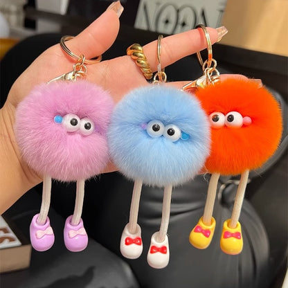 Cute imitation otter rabbit long legs small briquette car keychain pendant plush bag pendant gift doll doll