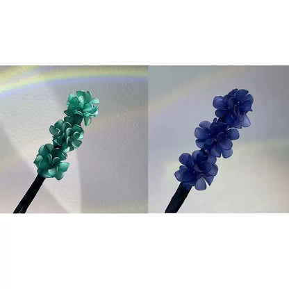 Floral hair wand bun updo tool, lazy minimalist flower bud headpiece, acrylic upgraded hydrangea hair accessory