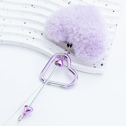 DIY Beaded Love Carabiner - Plush Pendant Love Lock Buckle Hairball Carabiner Wholesale