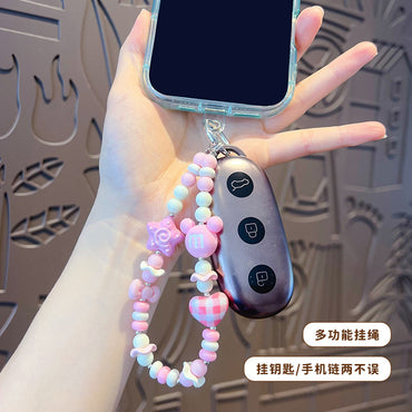 Handmade DIY Mickey Head Beaded Mobile Phone Chain Pendant Female Creative Dopamine Car Bag Keychain Pendant