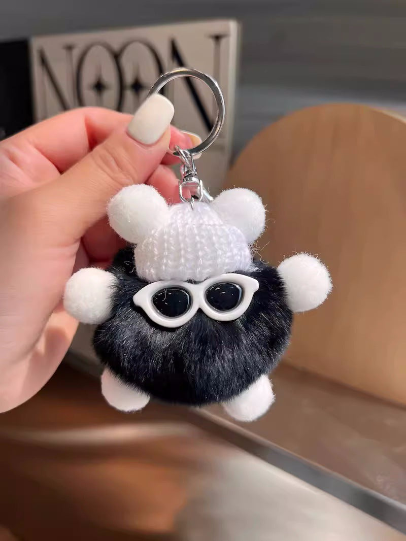 Cute otter rabbit fur small briquette bag pendant ornament school bag eye doll pendant cartoon doll keychain