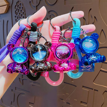 Cartoon Trendy Cool Starry Sky Bear Keychain - School Bag Pendant Creative Couple Doll Key Chain Charm Small Gift