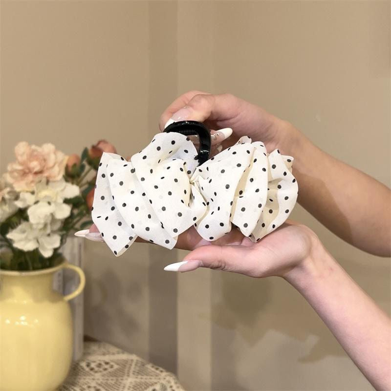 Black Satin Bow Claw Clip for Women, Premium 2026 New Cloud Bubble Hair Clip, Minimal Hair Volume, Shark Clip