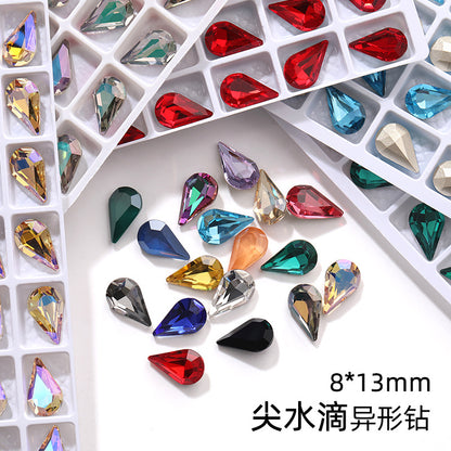 Cross-border source: Guazi pointed water drop, high-top diamond, special-shaped water rhinestone, DIY jewelry accessories, pointed bottom diamond, nail art sticker, diamond material