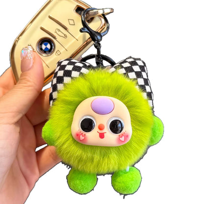 Imitation otter rabbit fur bow, small briquettes, car keychain pendants, exquisite dolls, cartoon dolls, school bags, bag ornaments