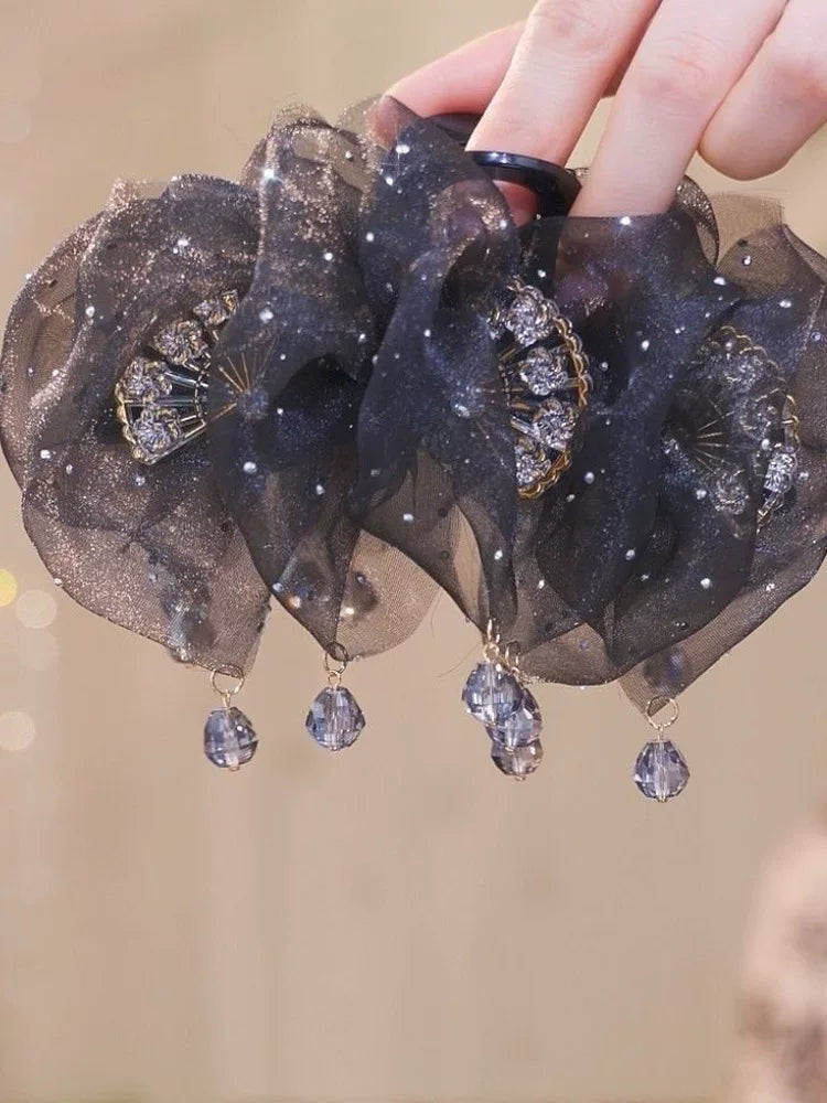 High-end pleated cloud bubble clip for women, 2026 new style back of head updo, hair clip flower Chinese-style hair accessory