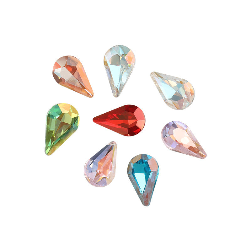 Brand new light color series 8*13 waterdrop glass rhinestones, pointed bottom DIY phone case, nail art diamond stacking materials, accessories