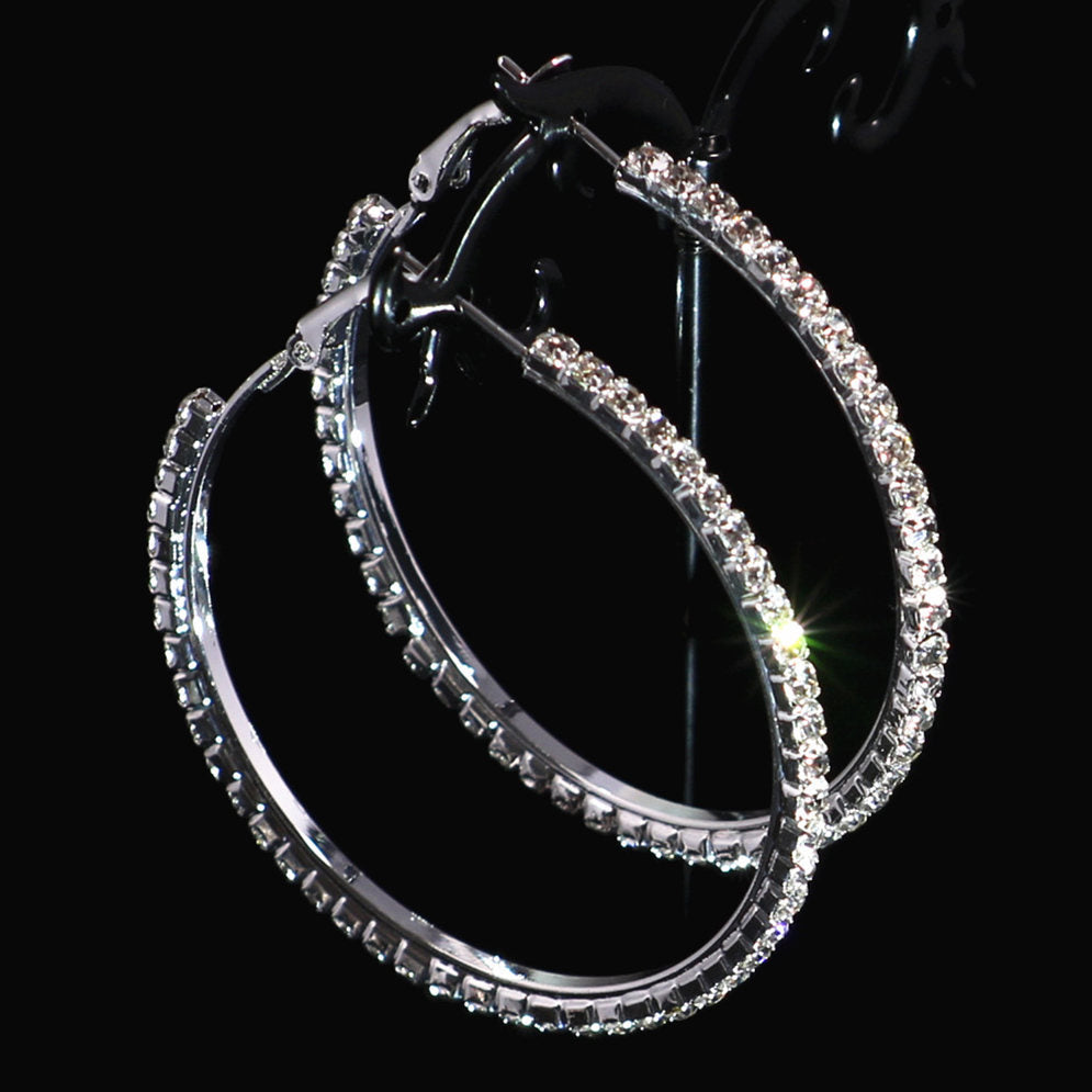 2-4-6-8-10cm oversized earrings exaggerated earrings european and american round rhinestone geometric hoop earrings for women cross-border