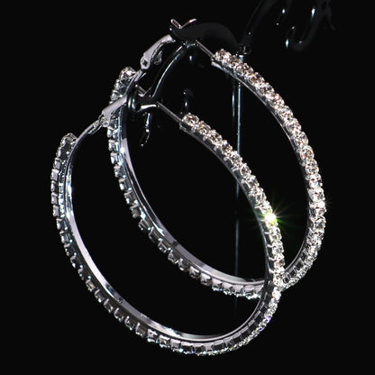 2-4-6-8-10cm oversized earrings exaggerated earrings european and american round rhinestone geometric hoop earrings for women cross-border