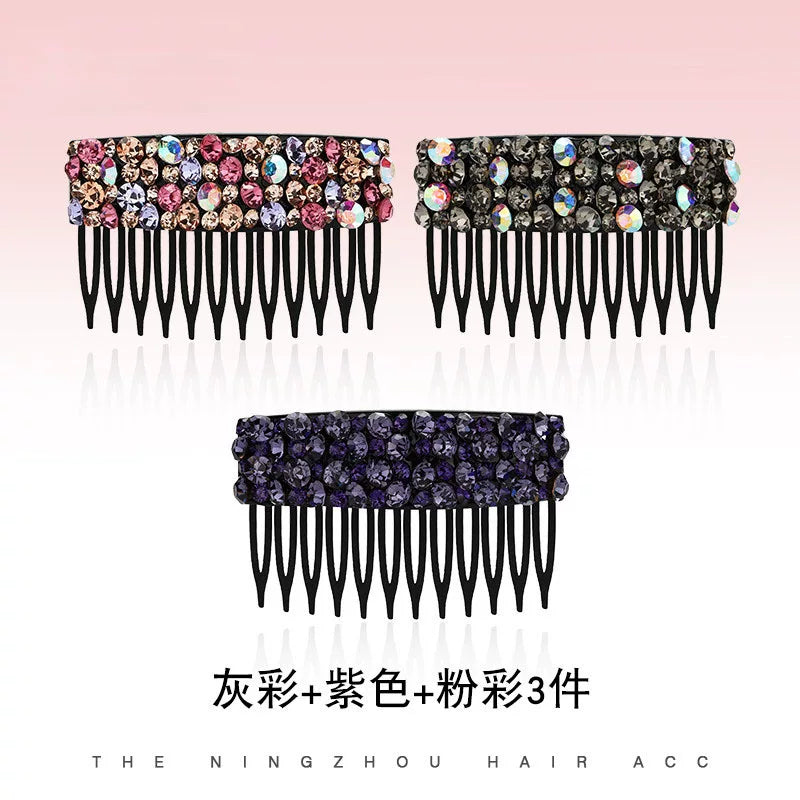 Korean Dongdaemun High-End Rhinestone Hair Comb Inverted Comb for Women, Sophisticated Elegance New Loose Hair Styling Tool Hair Clip