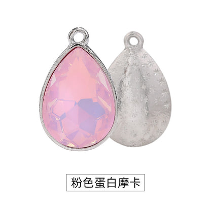 Waterdrop single pendant, teardrop zinc alloy base with glass inlaid with diamonds, protein mocha diamond, water drop single pendant accessory