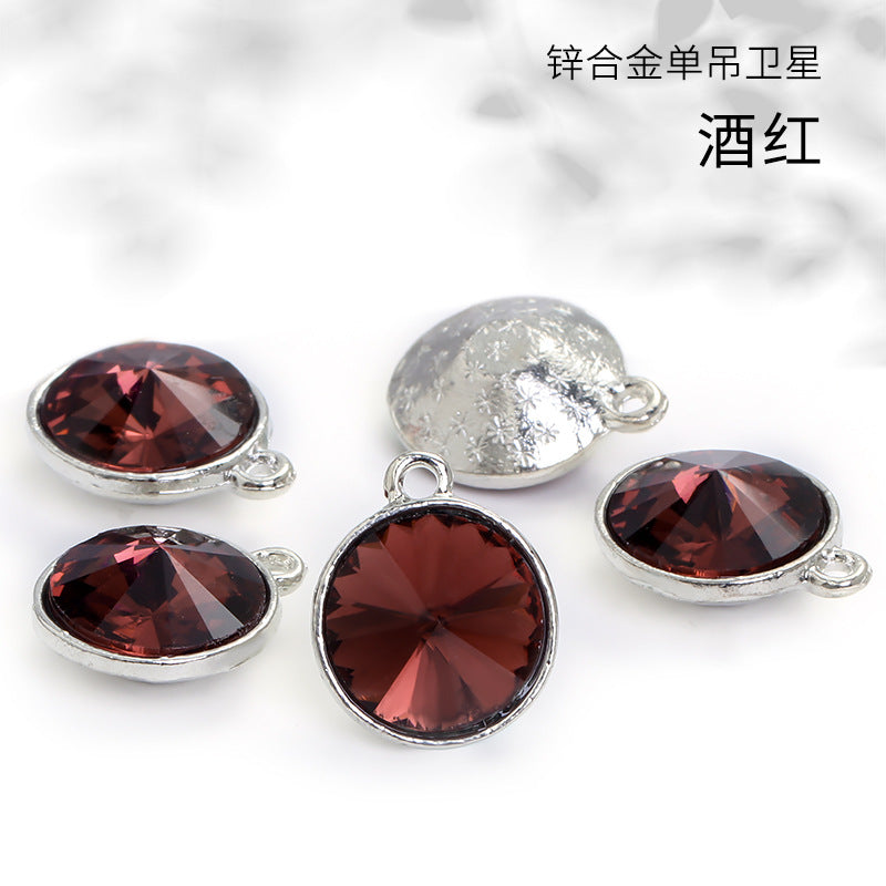 12mm zinc alloy satellite single pendant bag, necklace, bracelet, clothing decoration, accessory satellite shape round single-hole pendant