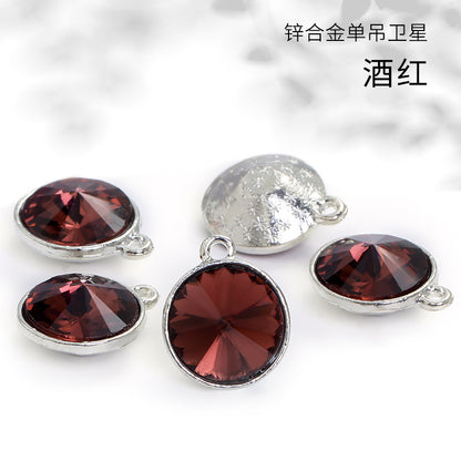 12mm zinc alloy satellite single pendant bag, necklace, bracelet, clothing decoration, accessory satellite shape round single-hole pendant