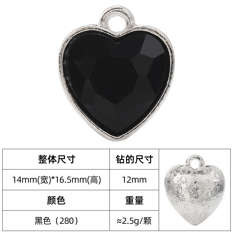 Heart-inlaid 12MM peach heart single crystal pendant bracelet, headpiece, flower tray material, DIY accessory pendant