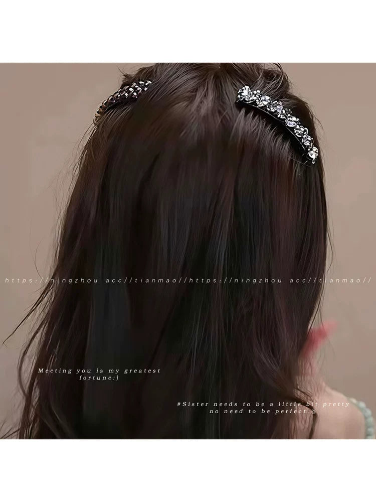 Korean Dongdaemun High-End Rhinestone Hair Comb Inverted Comb for Women, Sophisticated Elegance New Loose Hair Styling Tool Hair Clip
