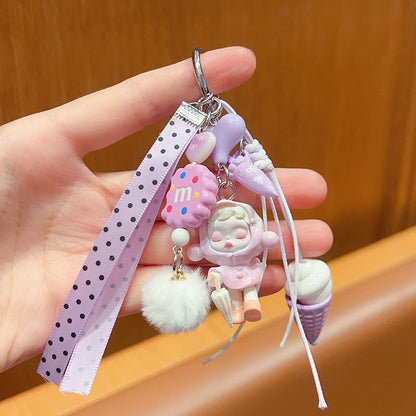 Handmade DIY cute grain change baby bubble keychain doll pendant cartoon beaded bag small carry doll ornament