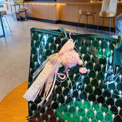 miu big mouth fur ball rope keychain bag decoration pendant creative funny DIY keychain charm wholesale