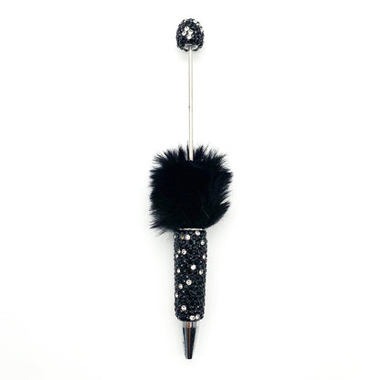AB diamond ballpoint pen diy multi-color heavy work full diamond pen plush hairball beaded ballpoint pen spot wholesale