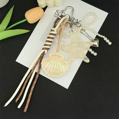 Starfish braided hair phone thread scrunchie pearl straight braid artifact female ponytail bubble braid hair rope versatile hair accessories