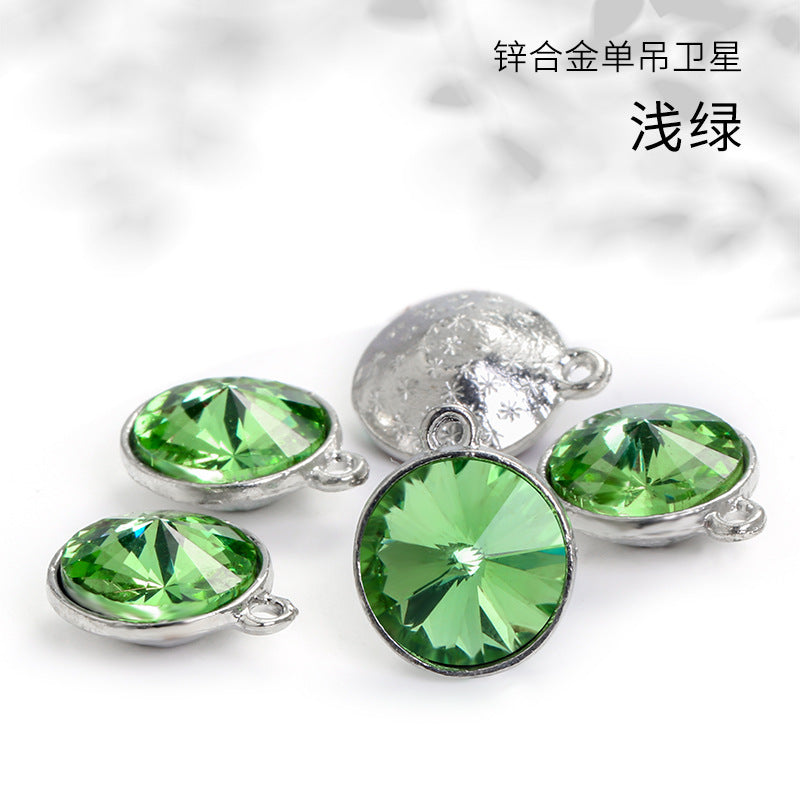 12mm zinc alloy satellite single pendant bag, necklace, bracelet, clothing decoration, accessory satellite shape round single-hole pendant