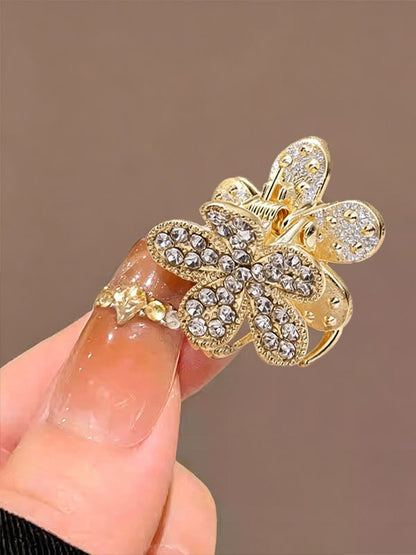 Temperament: Shiny diamond, small flower hairpin, bangs, side forehead hairpin, 2026 new high-end grip clip headwear