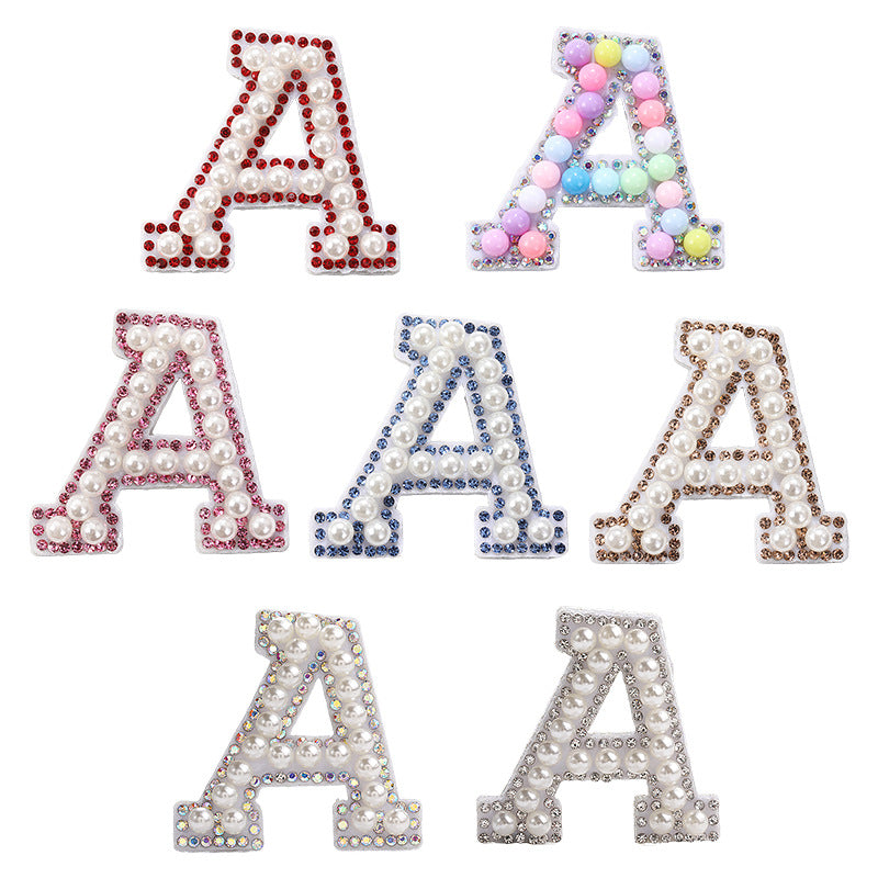 Crystal yellow diamond 26-letter fabric patch set, hot-hot stamped colored letter patch for clothing bags, diamond patches