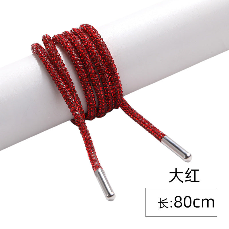 Crystal cord, drill rope, full diamond, ultra-glitter round soft tube, 6-row drill rope, coat strap, hat strap, shoelace, bag and pants strap, DIY accessory for accessories