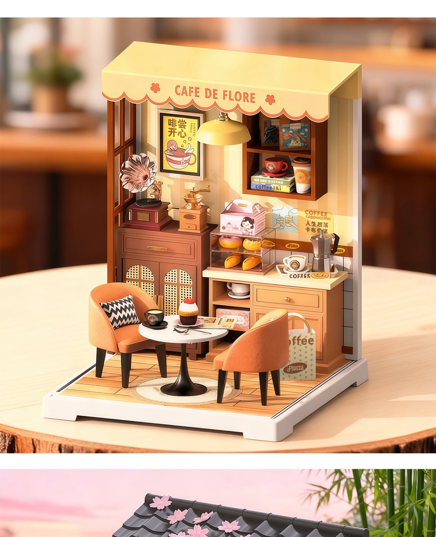 Kids handmade DIY cabin assembly miniature scene coffee house model toy mini three-dimensional puzzle small gift