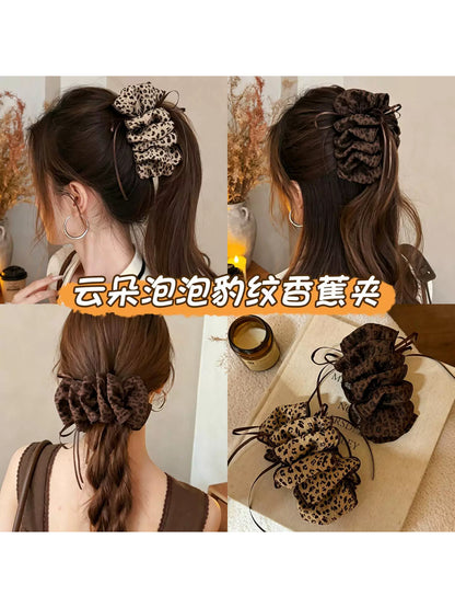 Leopard print banana clips for women, 2026 new high-end vertical hair clips, claw clips, high ponytail hair clips, hair clips, hair accessories