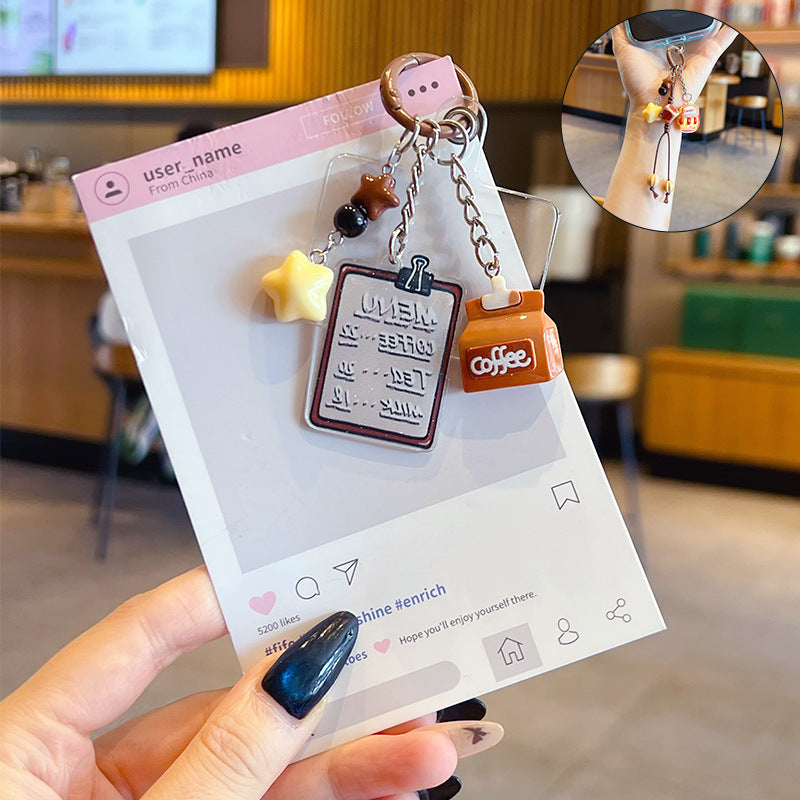 Creative Maillard DIY small drip slip keychain pendant female couple bag beaded mobile phone chain keychain pendant