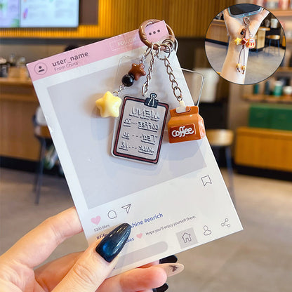 Creative Maillard DIY small drip slip keychain pendant female couple bag beaded mobile phone chain keychain pendant