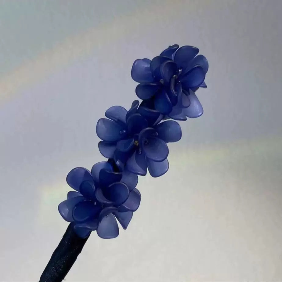 Floral hair wand bun updo tool, lazy minimalist flower bud headpiece, acrylic upgraded hydrangea hair accessory