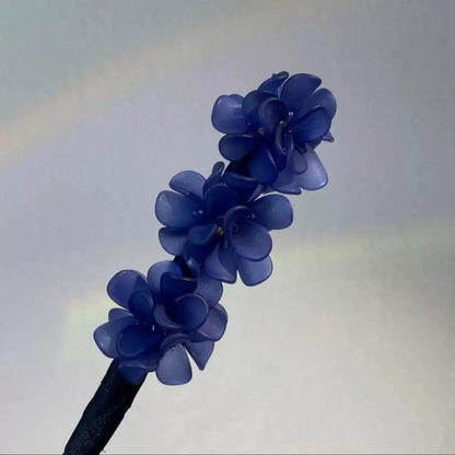 Floral hair wand bun updo tool, lazy minimalist flower bud headpiece, acrylic upgraded hydrangea hair accessory